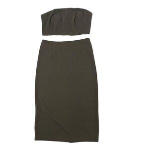 TOBI Size Small Olive Green Matilda 2 Piece Skirt Set With Crop Top
